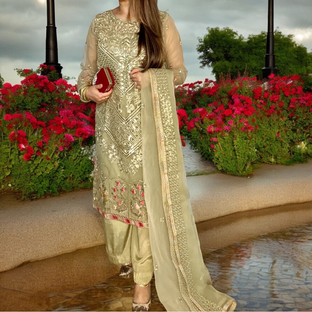 Green Pakistani Suit, Dress, Salwar Kameez